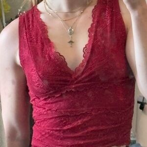 Cider Red Lace Tank Top